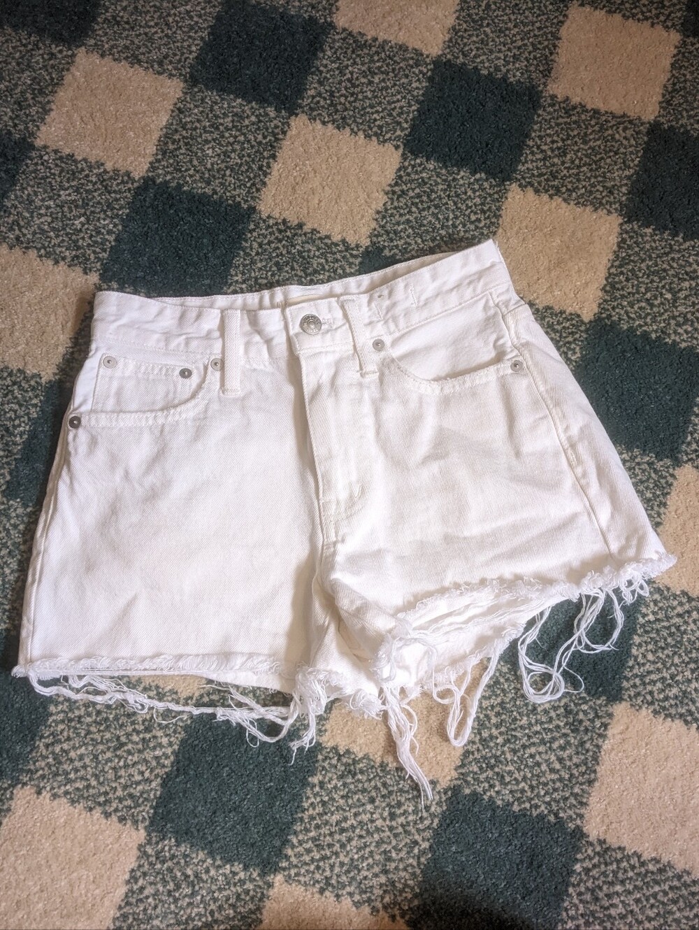 Madewell White 100% Cotton Relaxed Denim Shorts Size 23